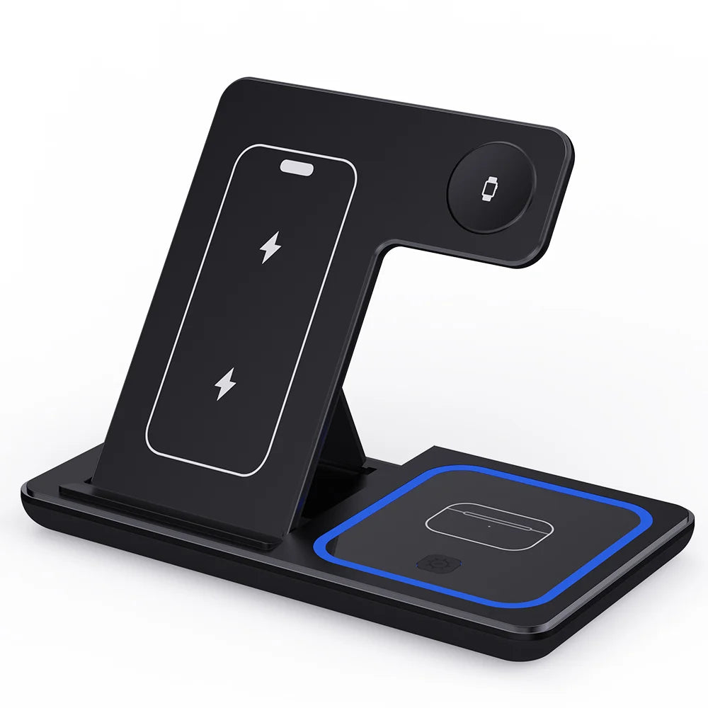 Everyday 3‑in‑1 Foldable Wireless Charging Station — Fast Charge for iPhone, Apple Watch & AirPods