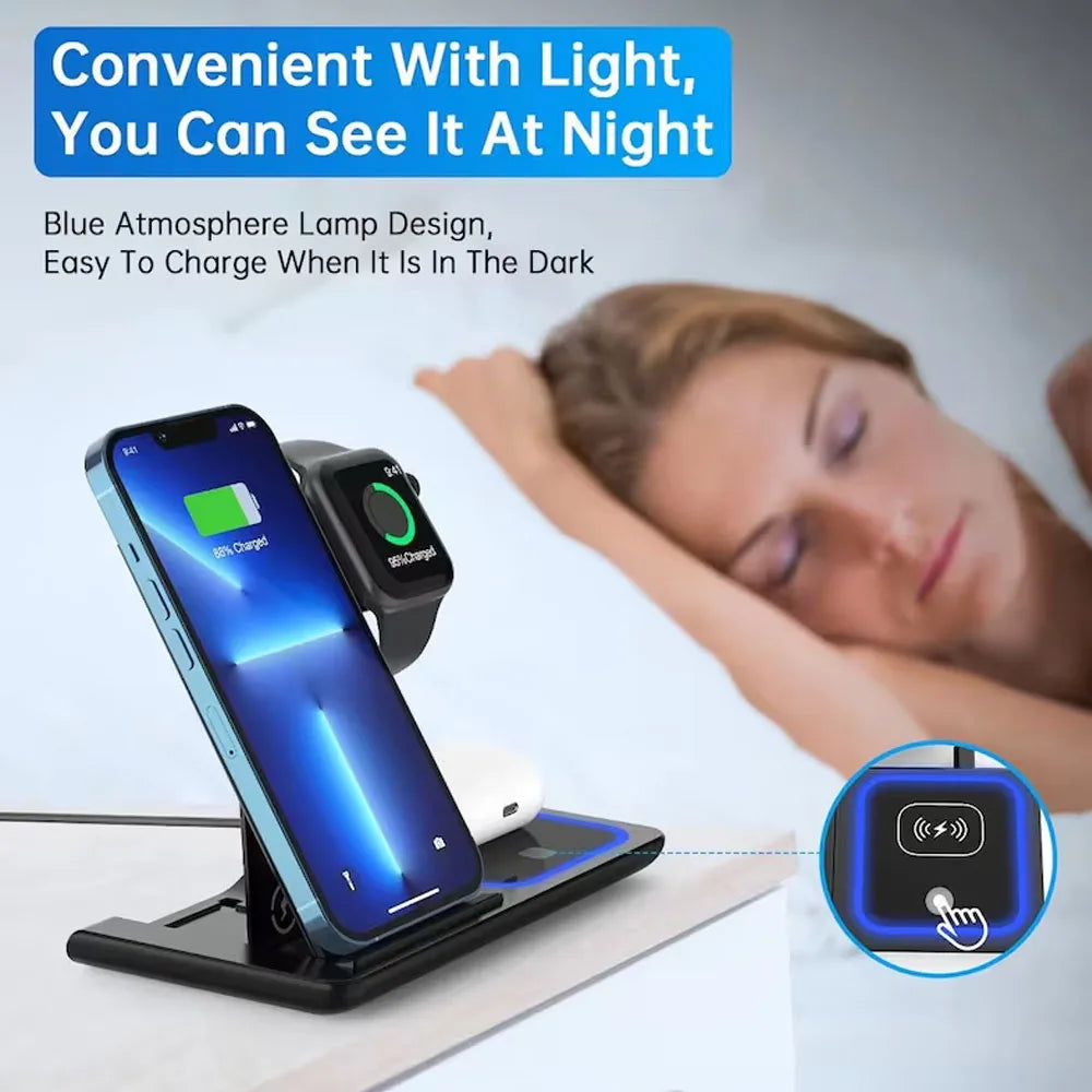 Everyday 3‑in‑1 Foldable Wireless Charging Station — Fast Charge for iPhone, Apple Watch & AirPods
